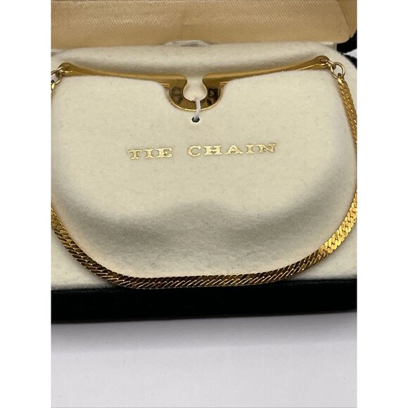 PIERRE CARDIN VINTAGE 1960'S/70'S GOLDTONE TIE CHAIN IN ORIGINAL FITTED BOX AL2 - Picture 3 of 10